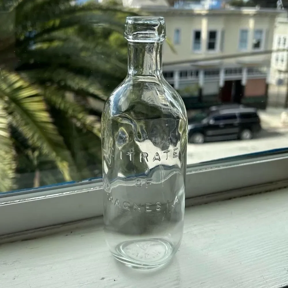 Antique Clear Glass Apothecary Medicine Bottle - Magnesium Citrate